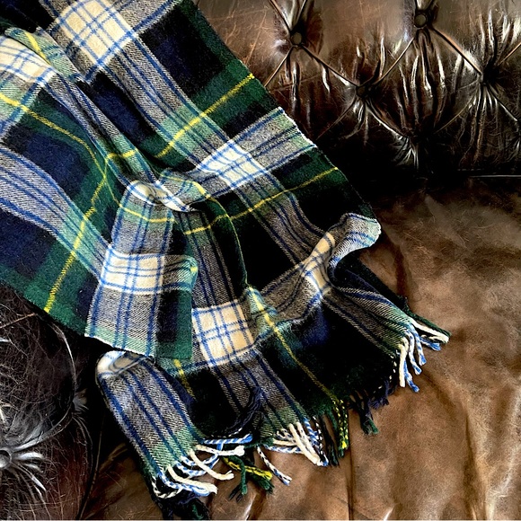 Bedding Vintage Plaid Wool Stadium Blanket With Fringe Poshmark